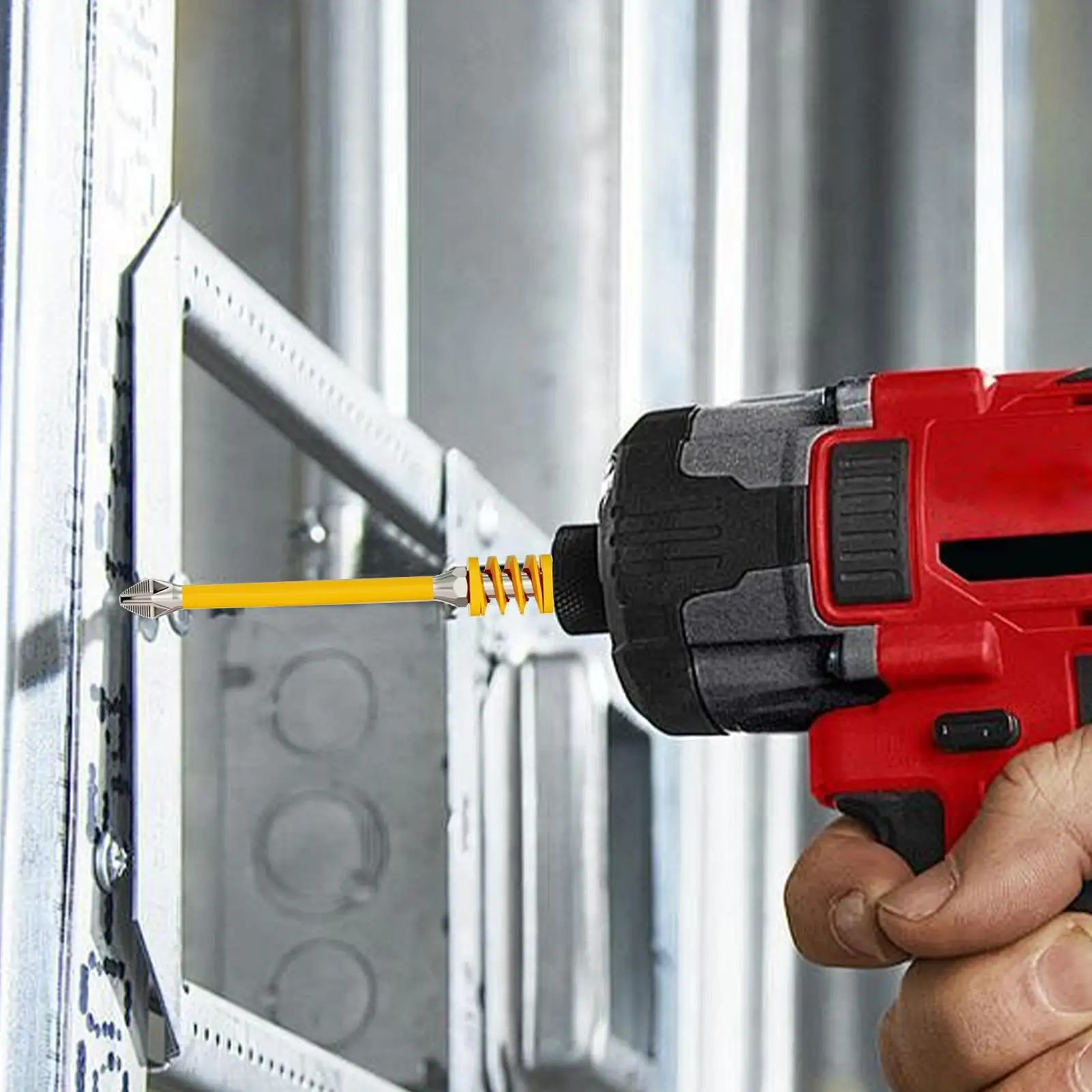 Electric Screwdriver Bits 2 Pieces Magnetic Screwdriver Bit Set Spring-loaded Tips Anti-slip For Mechanic Maintenance Work