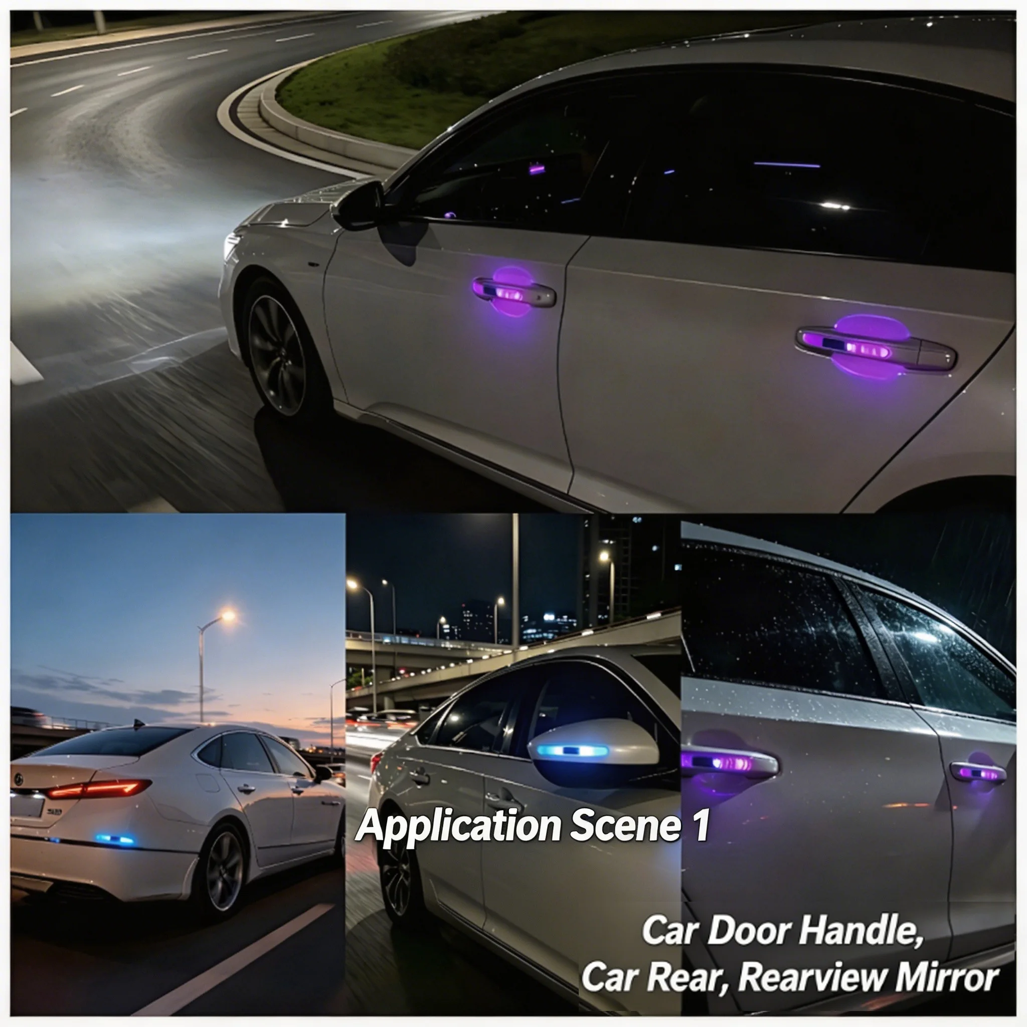 Solar Car Door Anti-collision Warning Light Colorful LED Flashing Safety Motorcycle Decorative Light Strip Night Driving Signs
