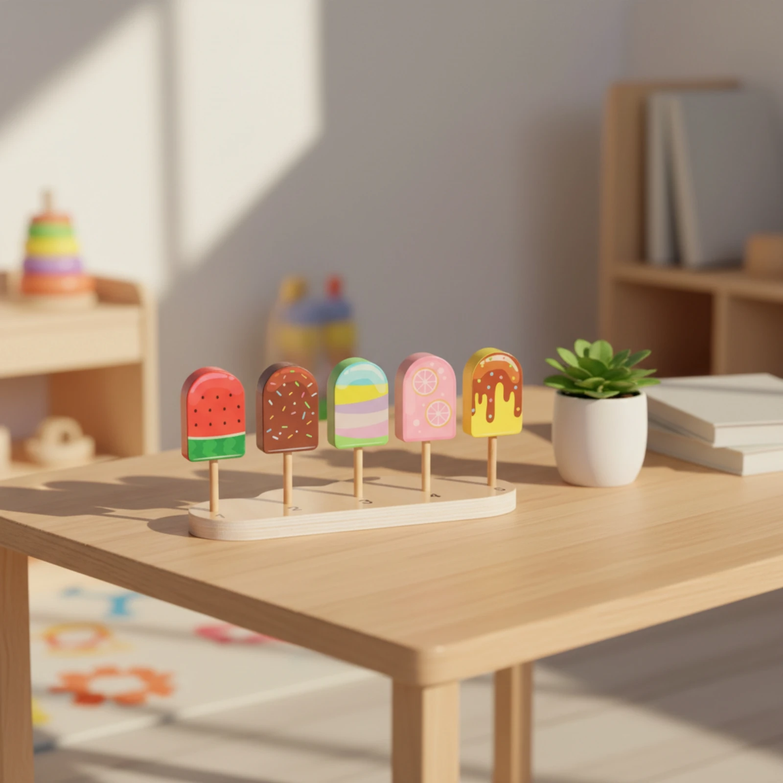 Ice Burst-Themed Sorting and Matching Toy Fine Motor Skill Building Wooden Ice-Burst Sorting Toy with Activity Cards