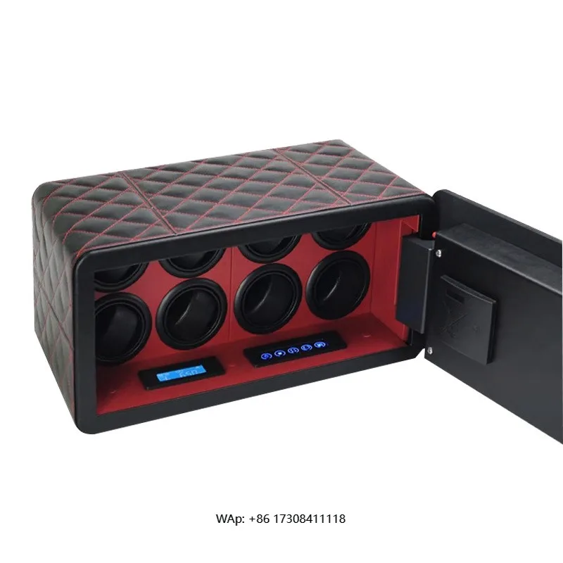 Microfiber Leather Automatic Watch Winder Strong Storage Box for 8 Automatic Watches With Password and Key Lock LED Backlight
