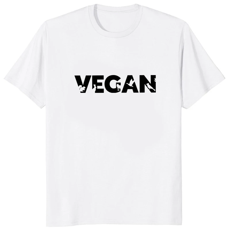 Vegan Printed Letter Women T-shirt Casual Fashion Hip Hop Streetwear Unisex T Shirt Loose Hipster Comfort Breathe Male Clothing