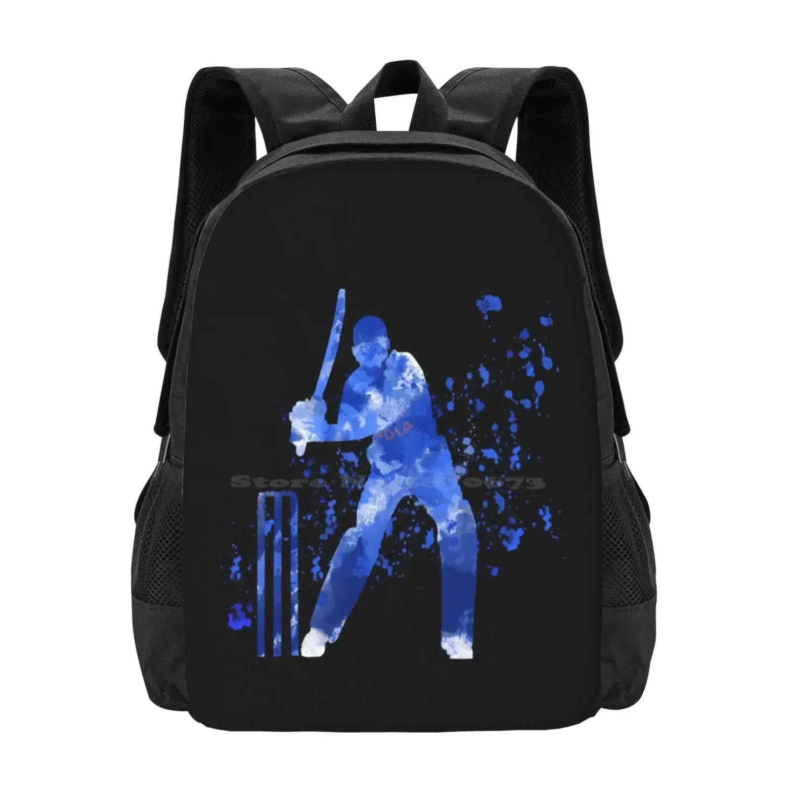 الهند الكريكيت - بقع الألوان المائية رائجة البيع حقيبة مدرسية على ظهره حقائب الموضة الهند الكريكيت باتسمان الألوان المائية #1