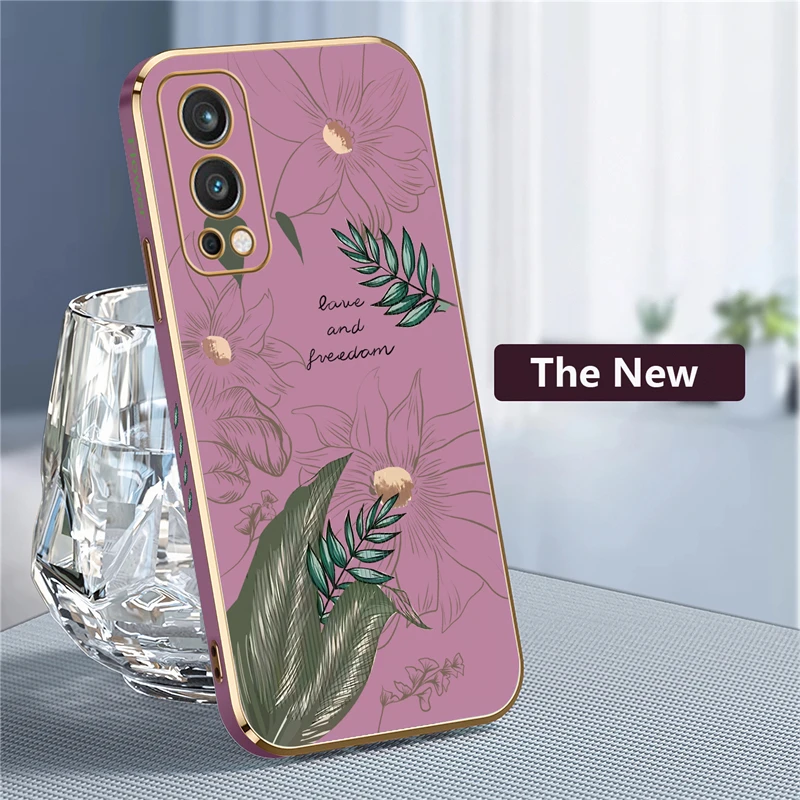 One Plus Nord3 Plating Phone Case Oneplus 9 3 8T 8 9 Pro Nord CE2 Lite Soft Pattern Flower Shockproof Back Cover Coque