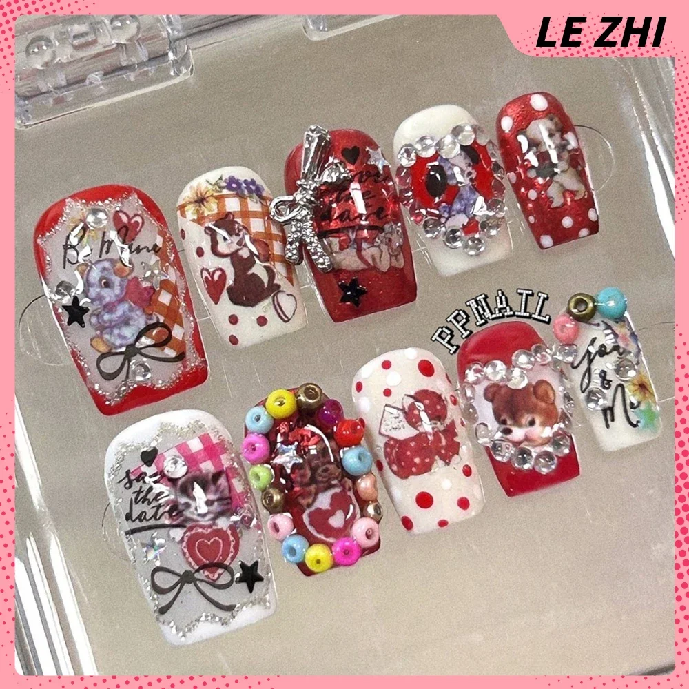 10 قطعة Y2K الساطع الماس الزهور اليدوية التابوت خنجر الصحافة على مسمار لطيف الحيوانات نجوم Bowknot فراشة مسمار الطرف ملصق