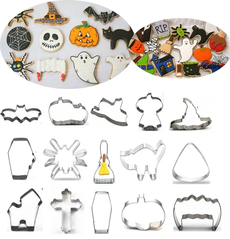 

Halloween Metal Cookie Cutters ghost Fondant Cake Decor pumpkin spider Cupcake Chocolate Biscuit Mould patisserie reposteria