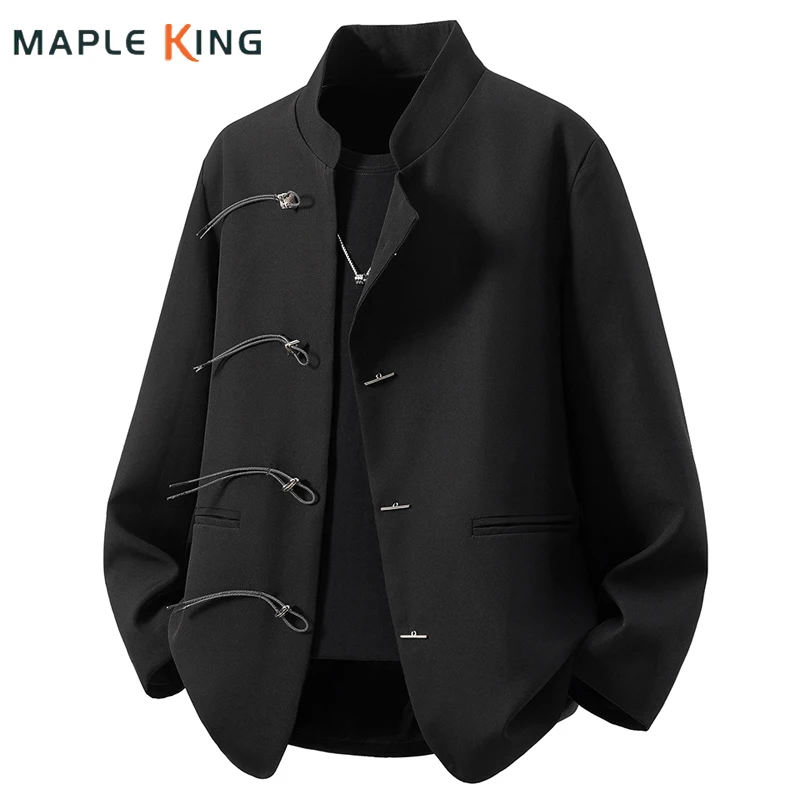 Chinese Style Metal Plate Buckle Designer Loose Mens Blazer Masculino Veste Pour Homme Vintage Man Black Yamamoto Suits Jacket