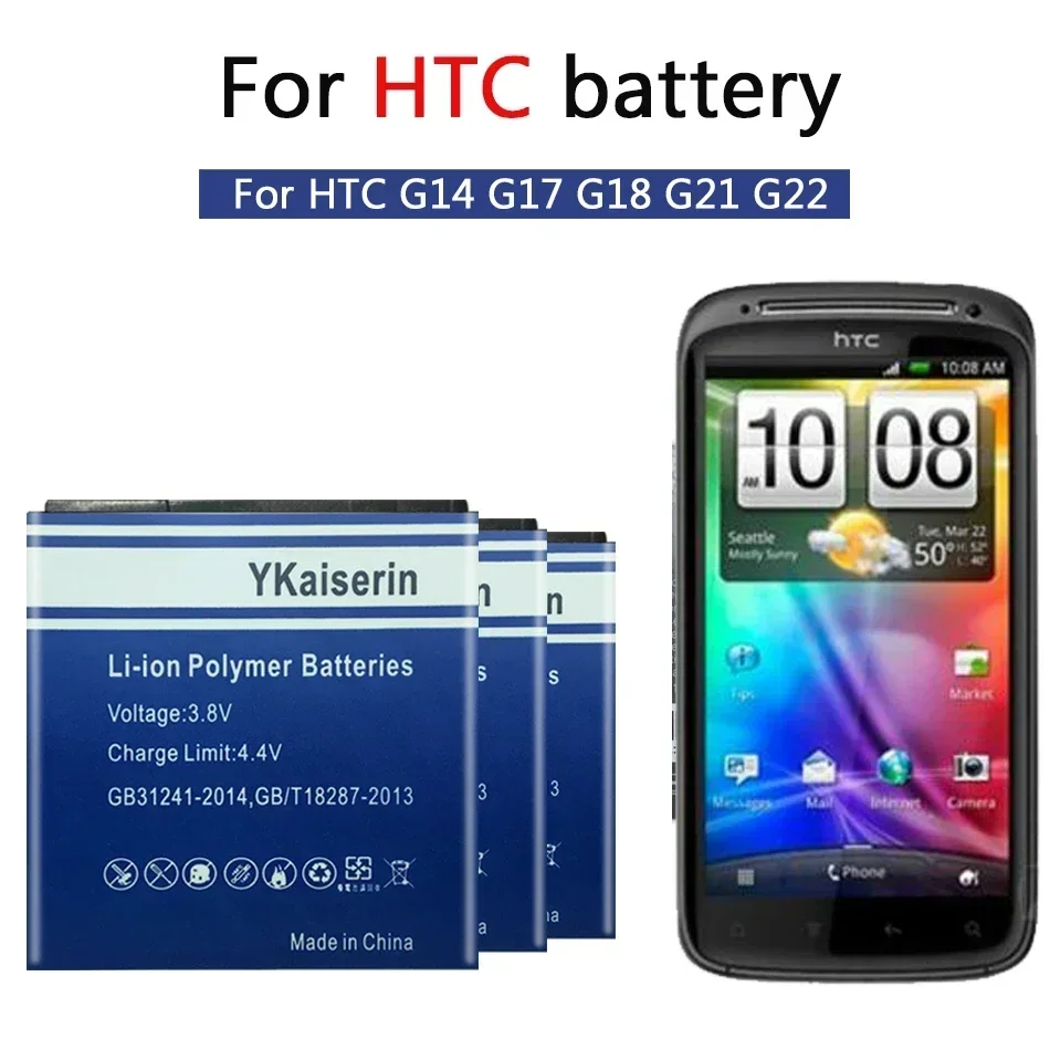 YKaiserin 교체용 배터리, HTC G14 G17 G18 G21 G22 레이더 4G S610d 센션 XE Z710e Z710T Z715E, BG58100, 3800mAh