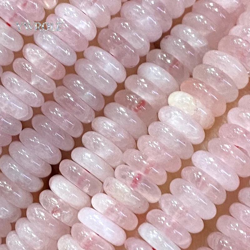 Flat Rondelle 2x6MM Rose Quartz Natural Stone Loose Spacer Beads for Jewelry Making Diy Bracelets Charms Accessories 15‘’