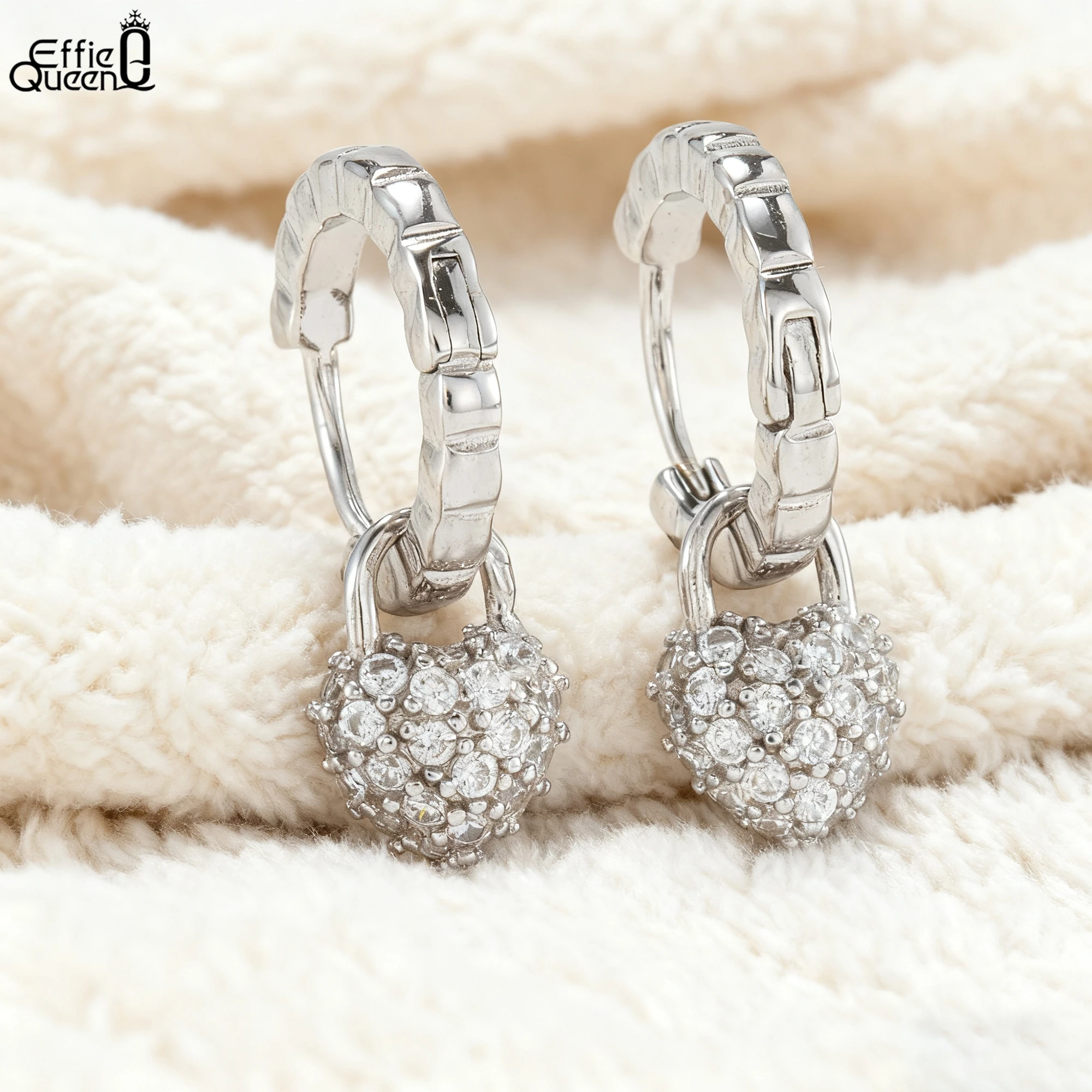 

Effie Queen из стерлингового серебра 925 пробы, золото 14 карат, висячие серьги с цирконием в форме сердца, романтические украшения для женщин и девочек на день рождения SE385