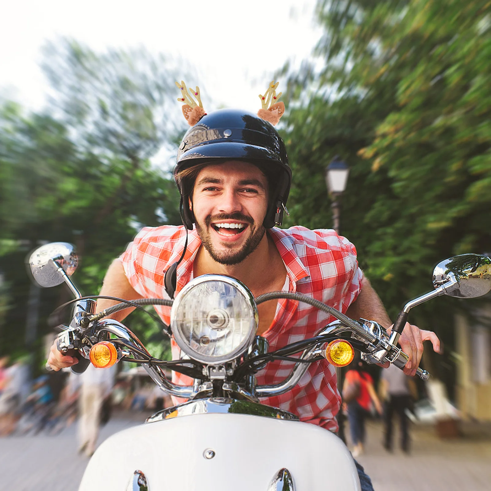 1 زوج الرنة قرن الوعل زخرفة احتفالية زينة عيد الميلاد للدراجات النارية دراجة متسابق والعتاد الملحقات خفيفة الوزن