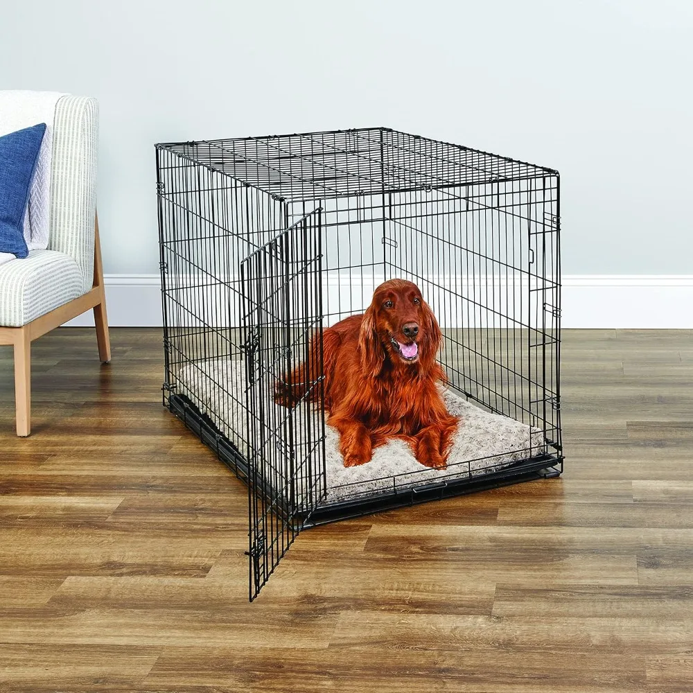 Newly Enhanced Single Door, Dog Crate, Includes Leak-Proof Pan, Floor Protecting Feet, & New Patented Features