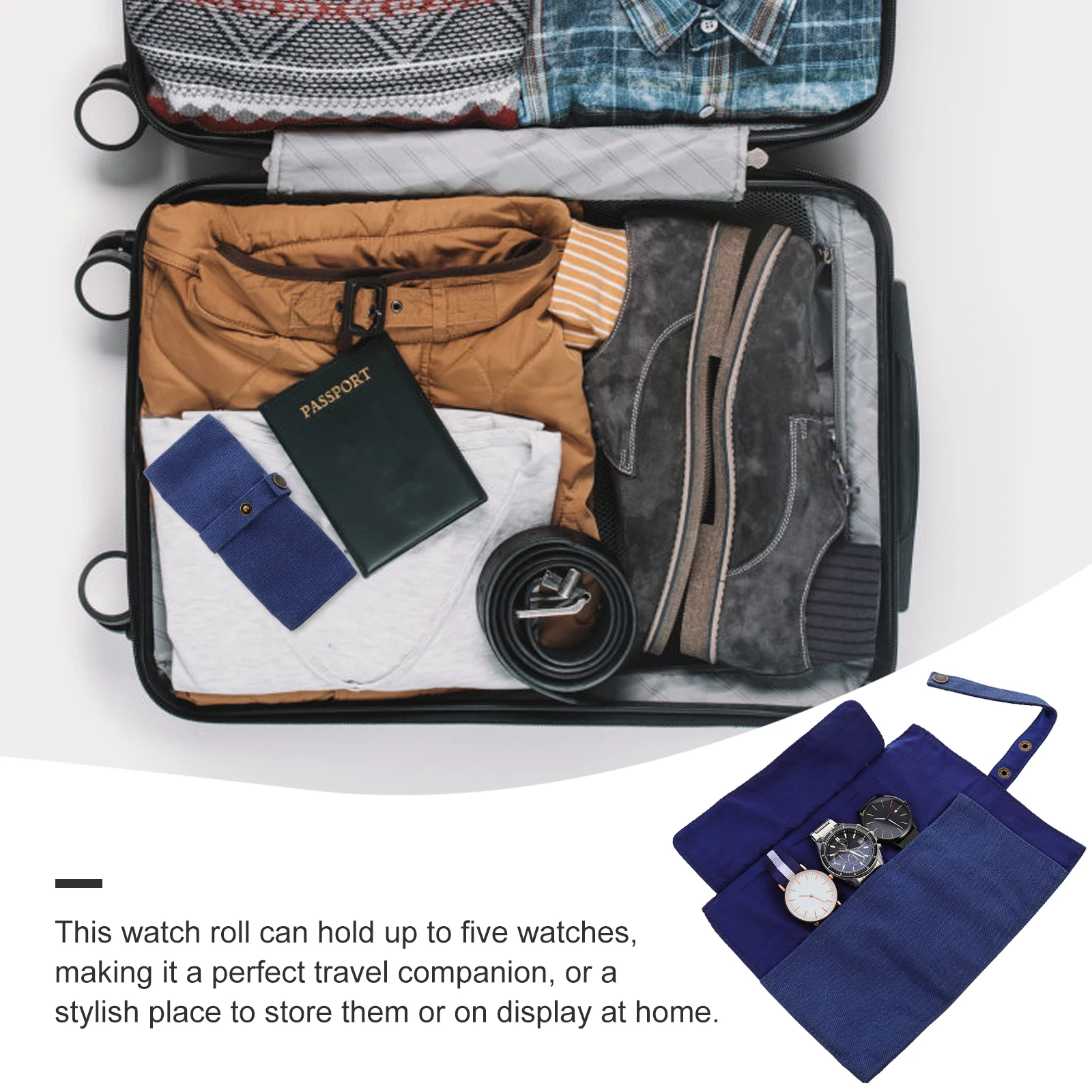 

Холщовый органайзер для часов, дорожный чехол для часов с портативной сумкой для хранения большой емкости для 5 часов, рулон для хранения часов