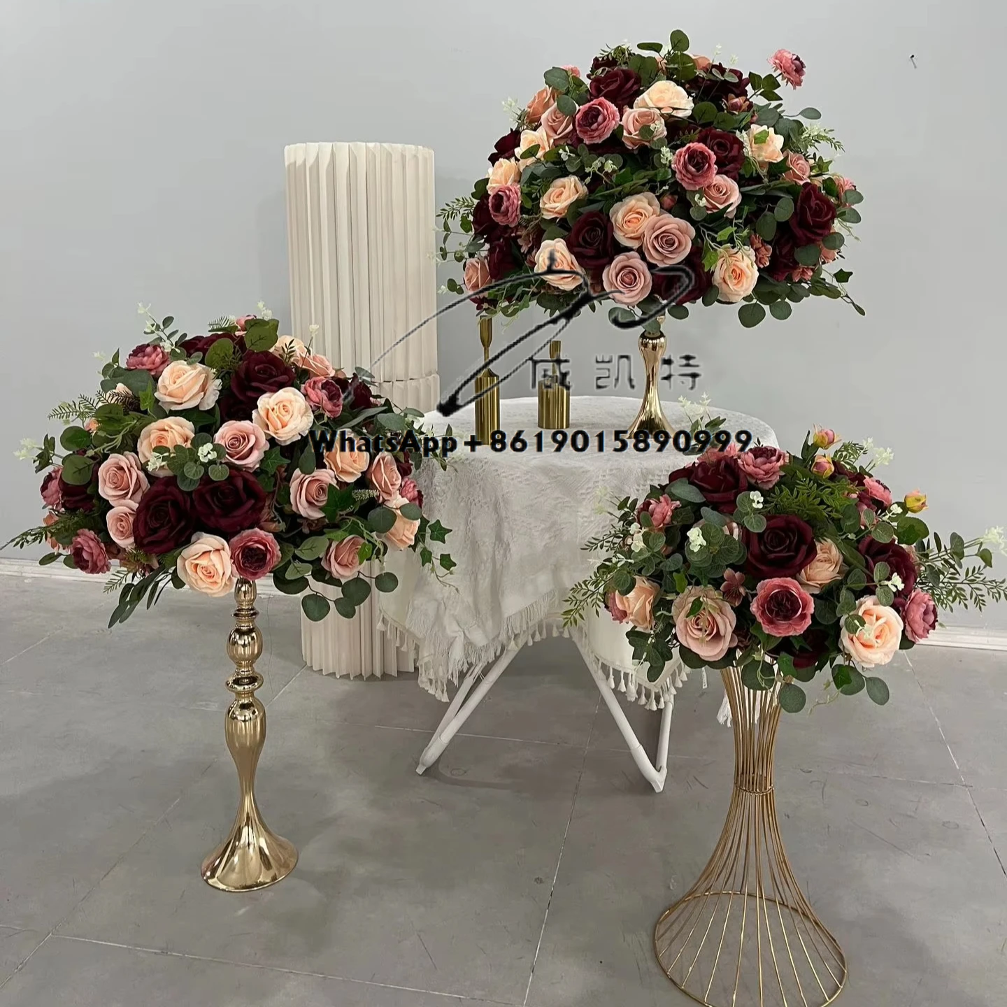 26-дюймовый украшение для свадебного мероприятия, бордовый и румяно-розовый центральный цветочный шар