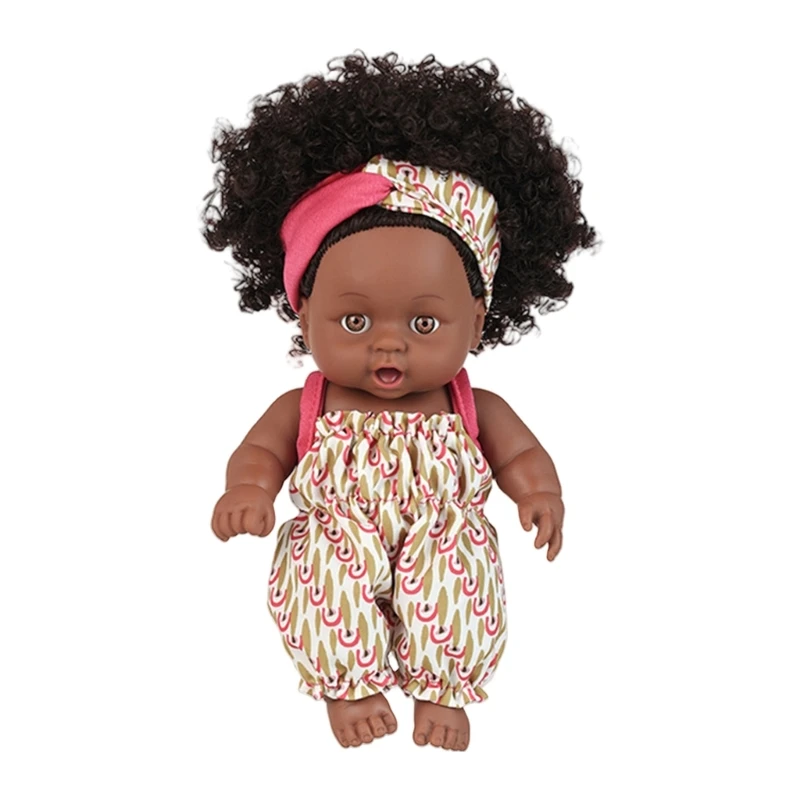 Muñeca africana vinilo realista 20cm, juego para padres, juguete para comodidad del bebé 15UB