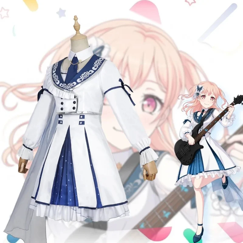 A;3\v,7'd/BanG Dream! Morfonica Tsukushi Nanami Mashiro Toko Cosplay Full Set Cute White Dress Adult Women Game Hallc;4'b,7'm\1/ view 5