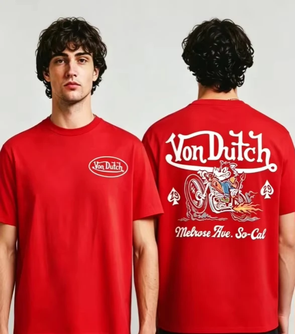 New men's casual round-neck short-sleeved T-shirt - Summer vacation top with interesting patterns - Y2K streetwear