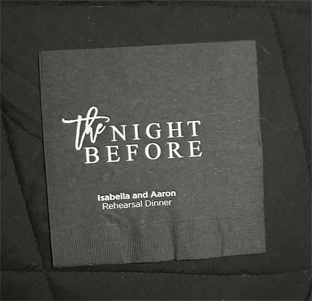 The Night Before Rehearsal Dinner Wedding Napkins - Wedding Cocktail Napkins - Personalized Wedding Napkins