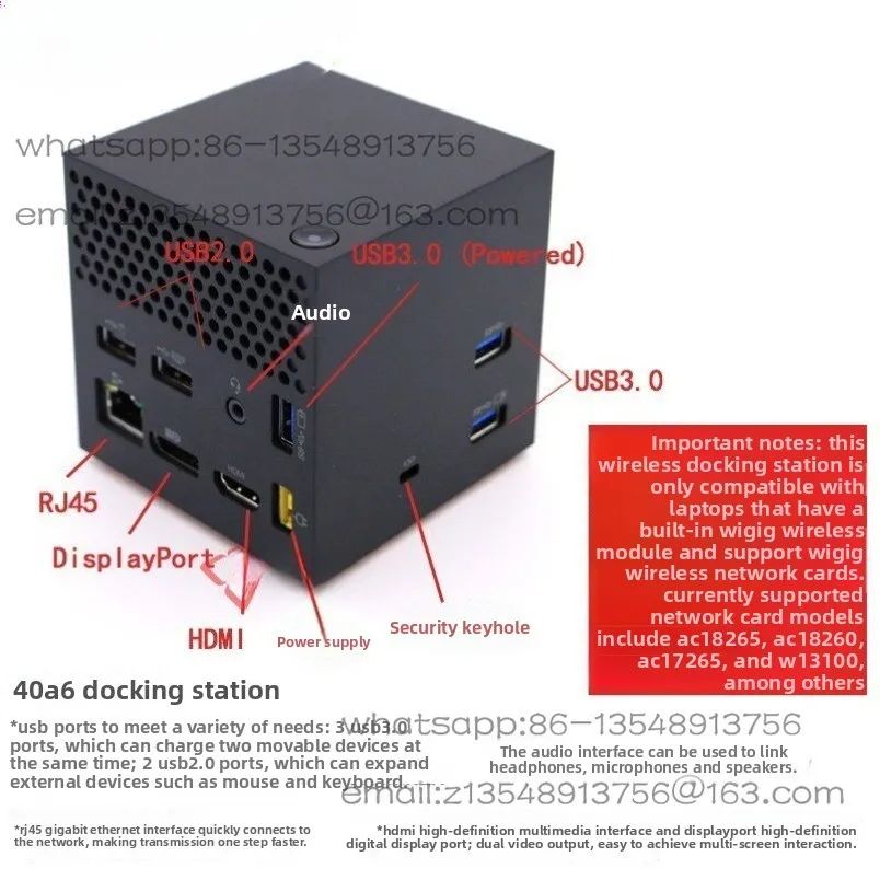 Wireless docking station W123 to DP HDMI USB3.0 network port spot fast delivery