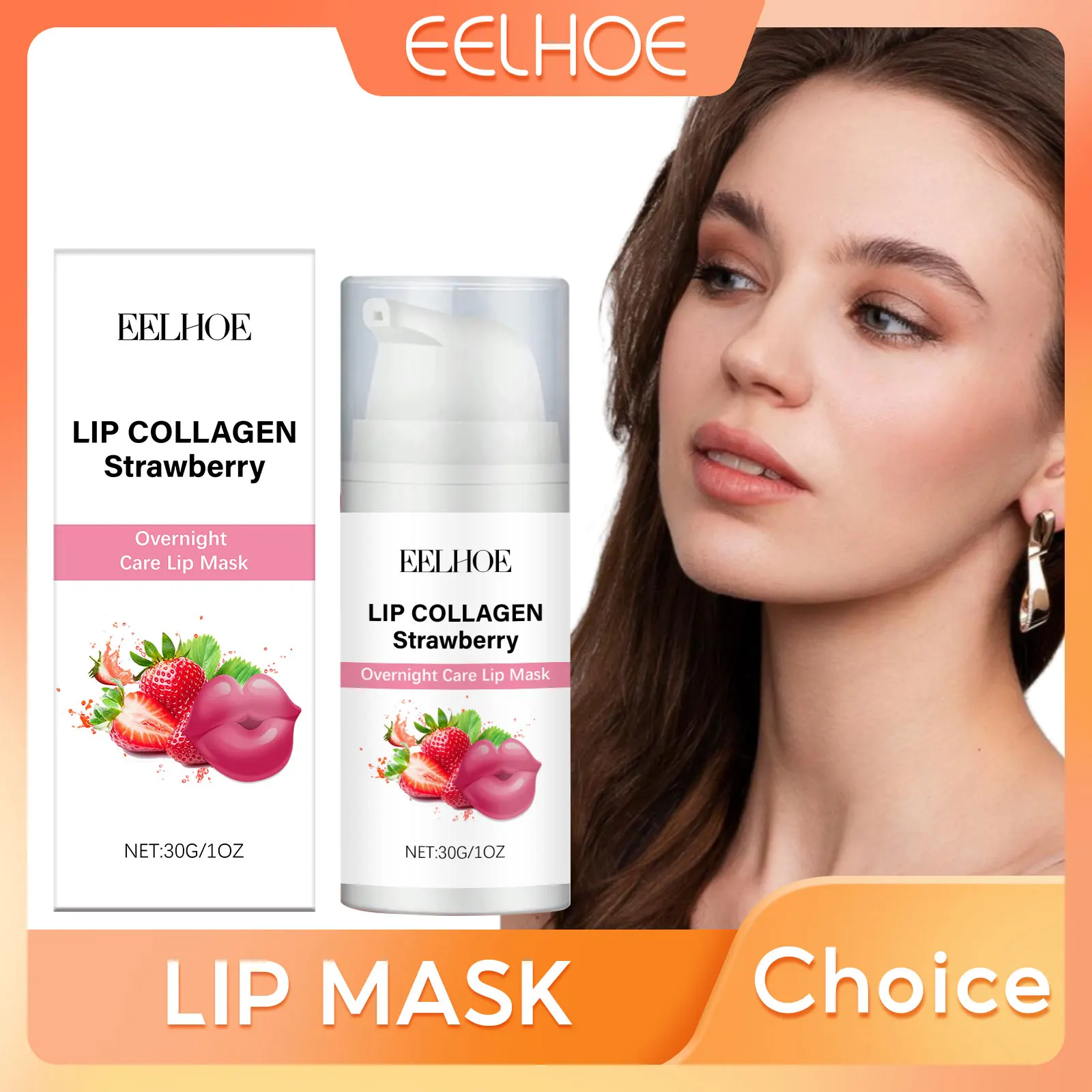 

EELHOE Strawberry Moisturizing Lip Mask Lip Exfoliator Deep Nourishment Repair Lip Plumping Gloss Overnight Sleeping Lip Mask