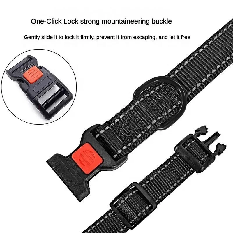 Dog Collar for Small, Medium and Large Dogs Safety Latch Reflective Adjustable Stainless Steel Chain Dog Collar for Training