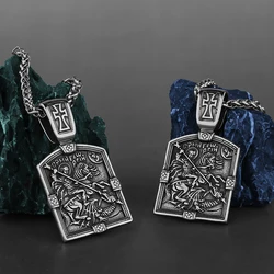Christian Warrior Saint George Cross Pendant Men Women Religion Faith Bless Necklace Handmade Stainless Steel Jewelry Gift