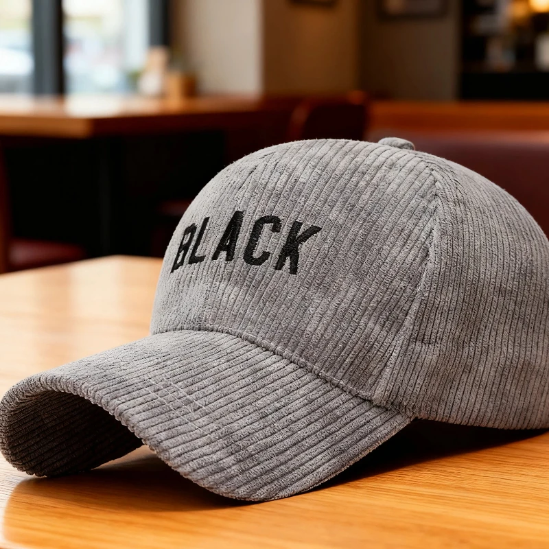

Corduroy Baseball Cap Letter Embroidery Curved Brim Snapback Hat Adjustable Sun Hat Outdoor Travel Sun Visor DIY Solid Color Cap