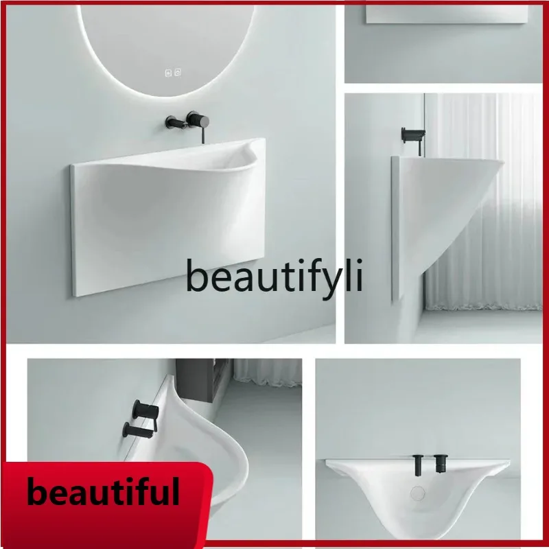 

f156 Open smile washbasin semi-embedded washbasin extremely narrow acrylic micro-cement washbasin