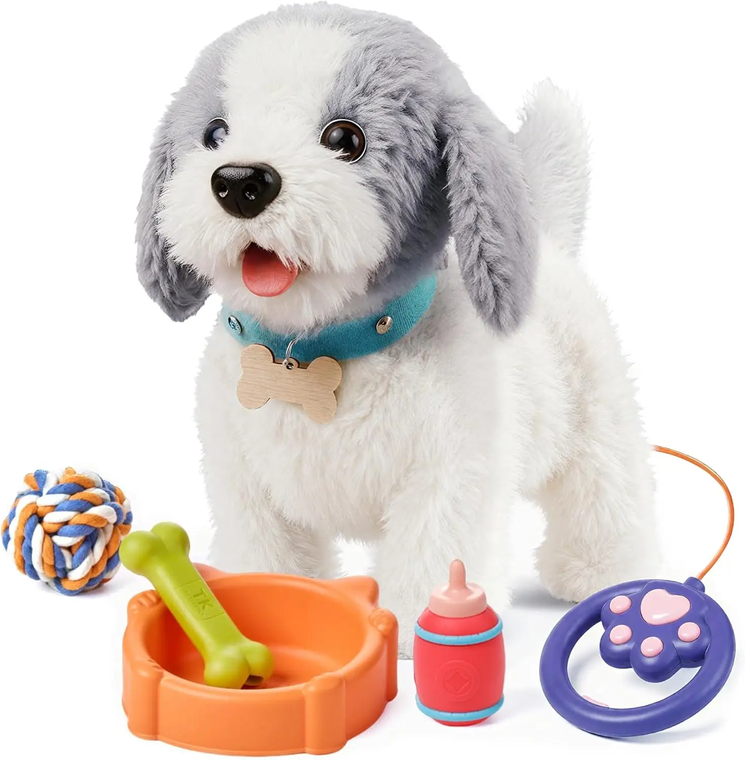 Remote Control Walking Barking Toy Dog, Interactive Plush Puppy with Tail Shake for Kids Age 3-6+, Best Gift