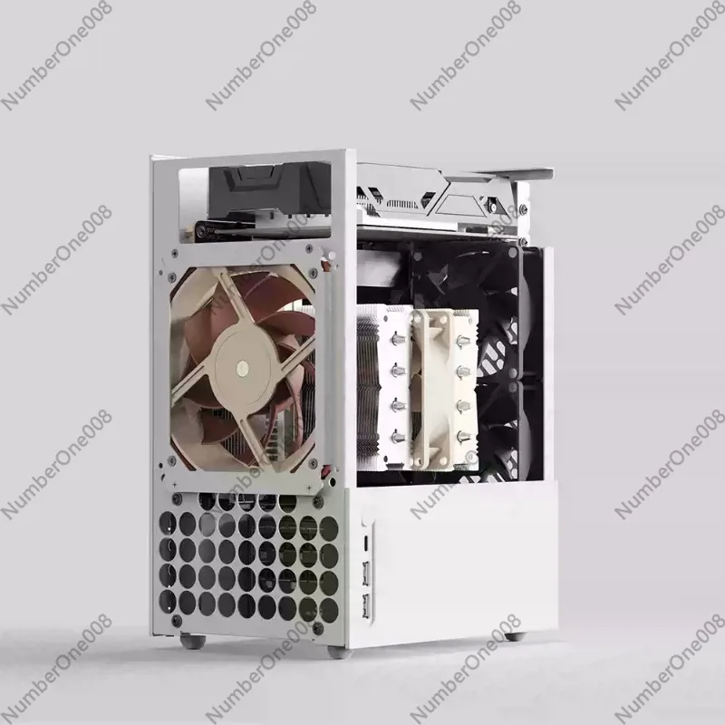 

Новый 2024 ITX корпус из алюминиевого сплава, портативный, с сетчатой панелью, белый, SFX, для настольных ПК, с прямым расположением компонентов