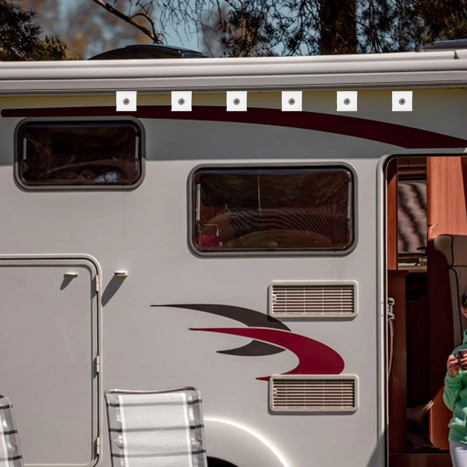 

6pcs Awning Rail Piping Universal Fit For Rv Camping Tents Outdoor Shade Canopy Easy Install Quick Release Eyelets Portable