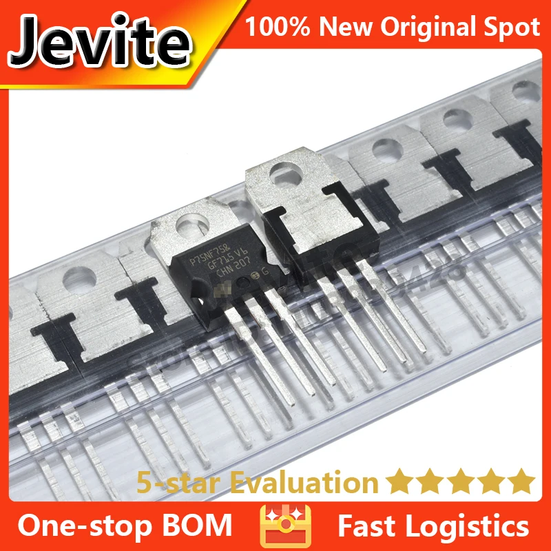 Jevite 100% New Original electronics Controller 10 units/lote  P75NF75 STP75NF75 75V 80A TO-220 MOSFET Transistor