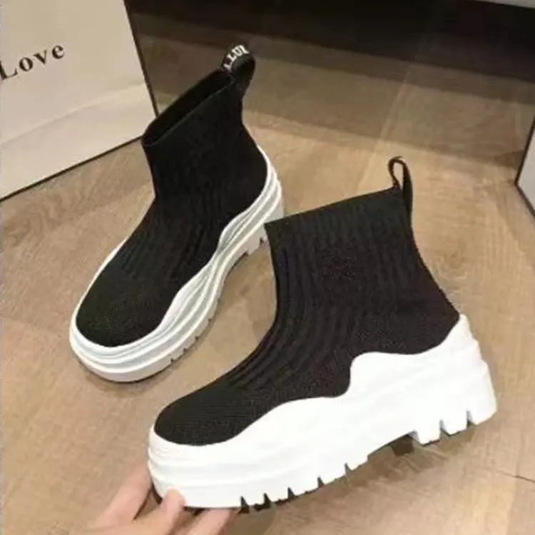 Shoes for Women Women\'s Socks Shoes Spring Fashion Breathable Casual Wedges Platform Ankle Boots Zapatos De Mujer Goth Boots