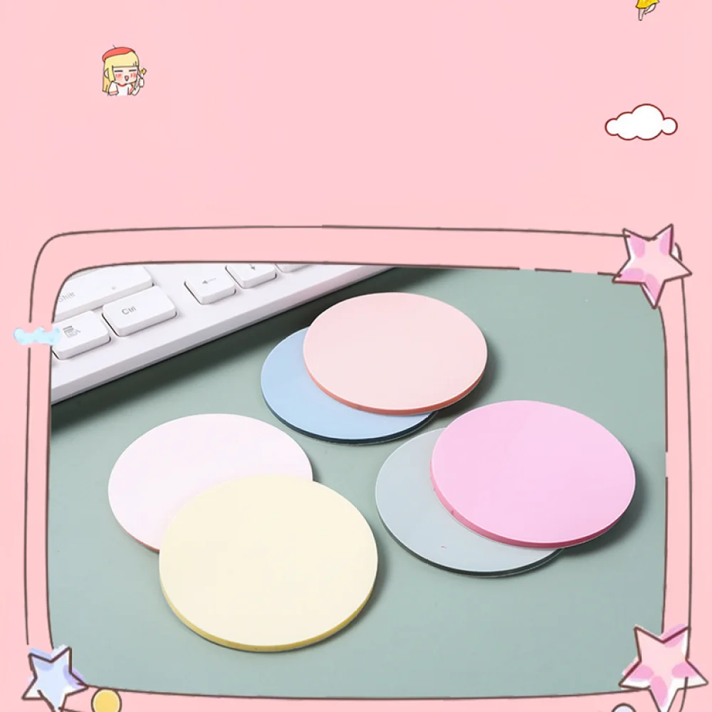 Waterproof Round Transparent Sticky Notes PET Colorful Memo Pad For Office Stationery School Notebook Supplies Easy Removal