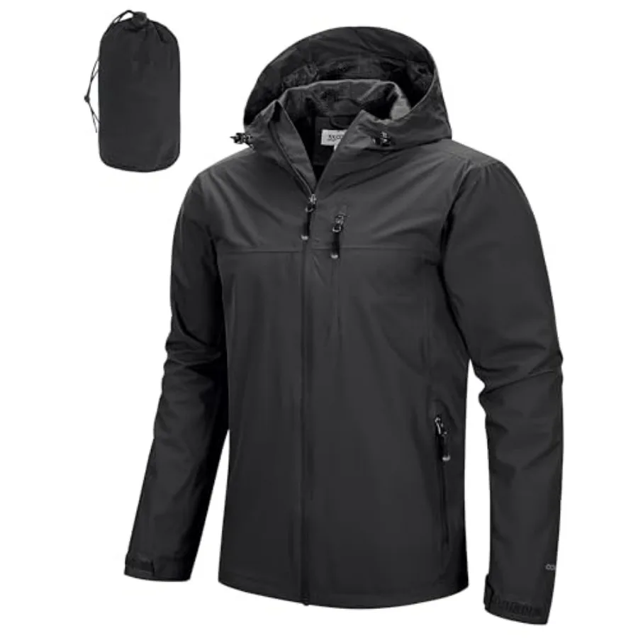 33, 000Feet Men's Packable Rain Jacket Lightweight Rain Shell Jacket with Hood Waterproof Raincoat for Cycling