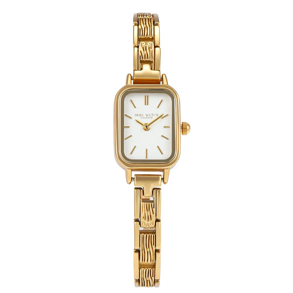 2025 Time and Space Series Small Gold Watch Retro Rectangular Pointer Quartz Ladies Watches Choice Chain Watch with Watch Box