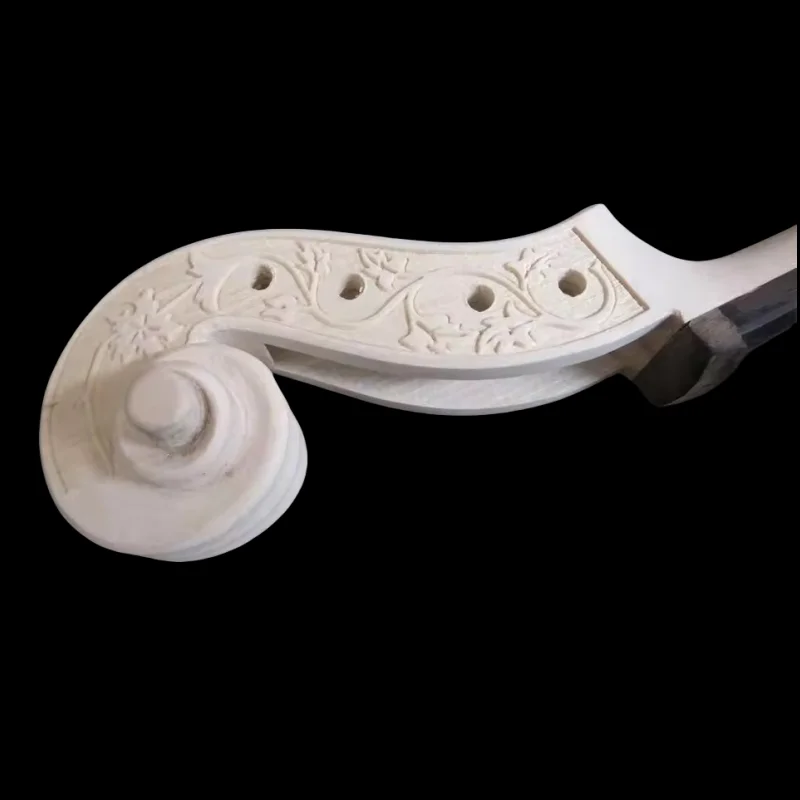1pcs carveing white violin neck 4/4 wth natural ebony fingerboard
