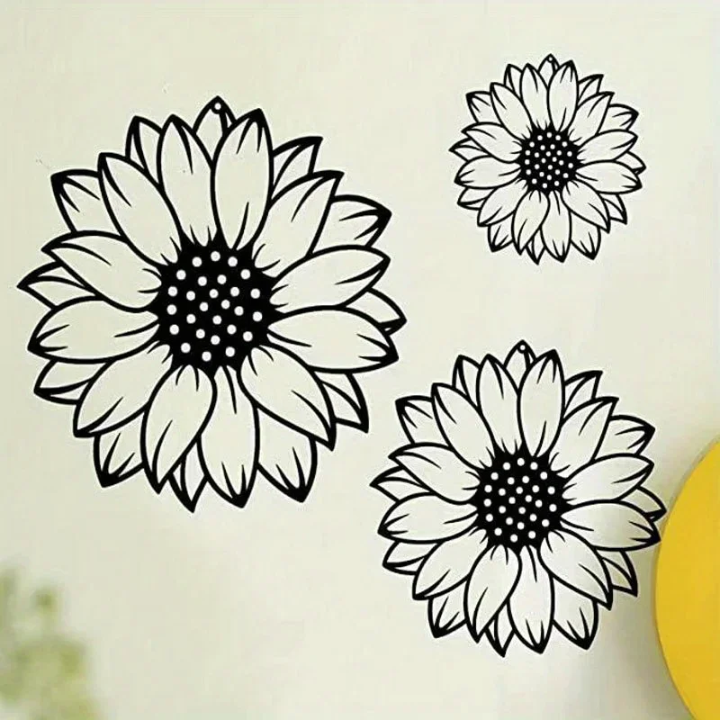 3 stücke elegante Sonnenblume Silhouette Anhänger-Metall Wand kunst für Wohnkultur perfekt für Schlafzimmer, Wohnzimmer Dekoration für Wände