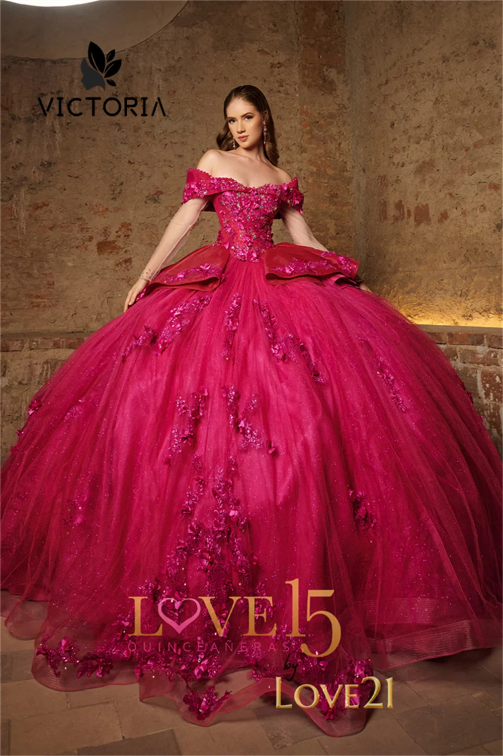 

Off the Shoulder Quinceanera Dress Beaded Crystals Lace Appliques Ruffle Half Mesh Sleeves Ball Gown vestidos de 15 quinceañera