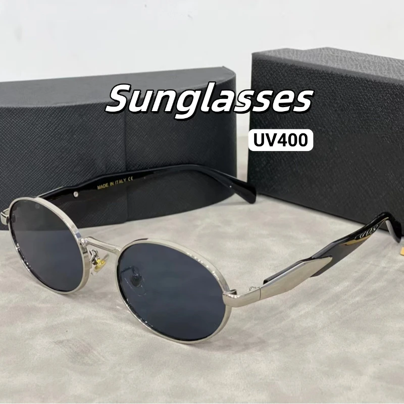 Gafas de sol ovaladas de Metal Retro a la moda y a la moda, gafas versátiles de tendencia para fotografía callejera a la moda para mujer, gafas con protección UV400
