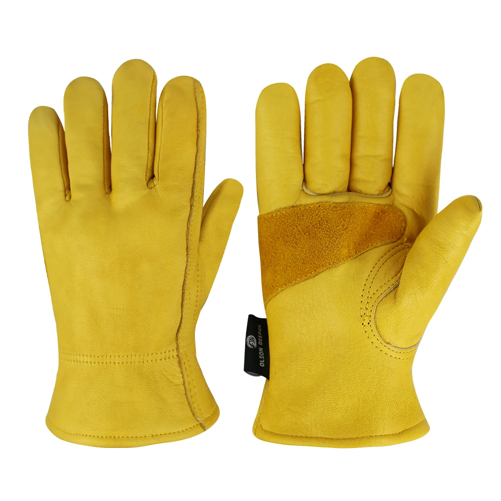 Winter Leather Work Gloves Cowhide Leather Gloves Fleece Lined Working Gloves Men Safety Work Gloves Construction Gloves for Men