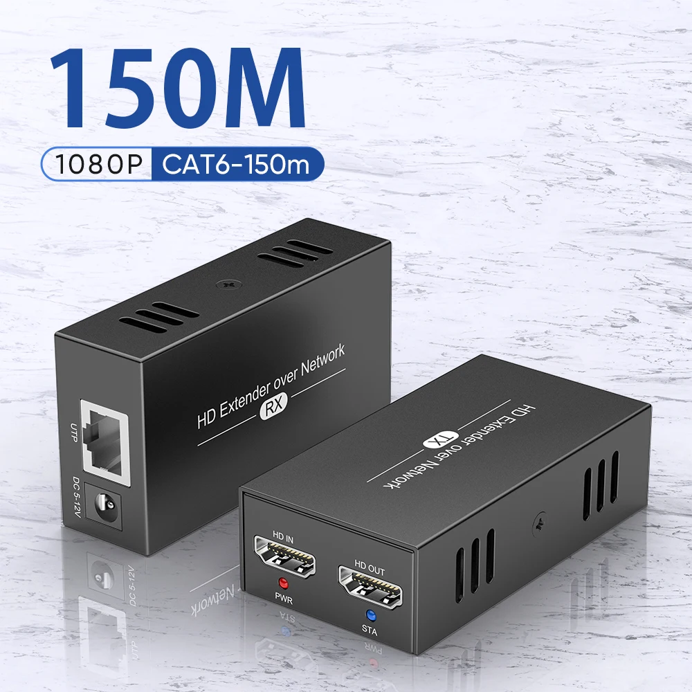 HDMI Extender Over Single Ethernet Switch, 150m, Cat5e, 6 HDMI to Rj45 Over IP/TCP, 1 to Multiple Monitors, 1080P Video