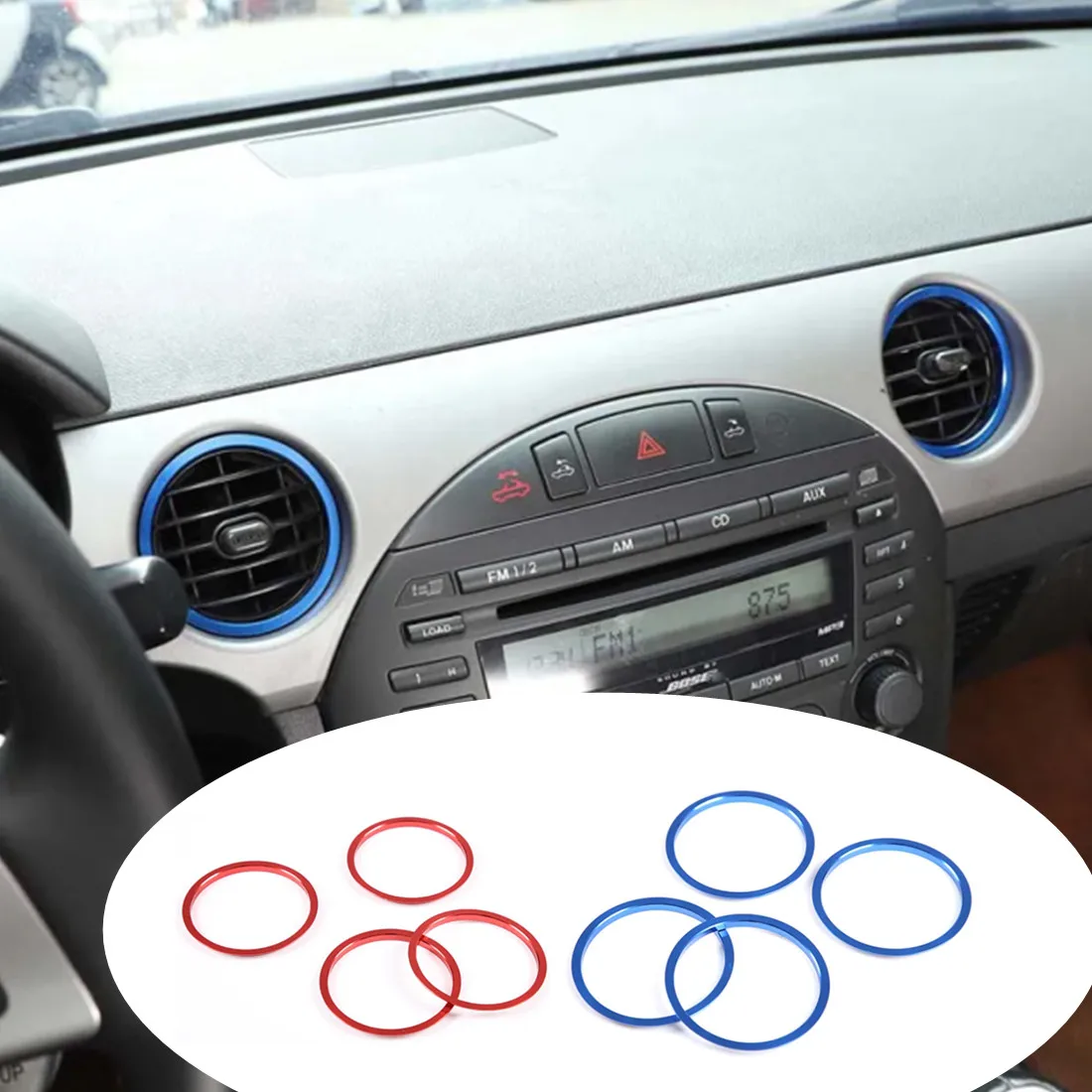 For Mazda MX-5 MX5 NC 2009-2015 Stickers Auto Air Conditioner AC Vent Outlet Ring Trim Car Accessories