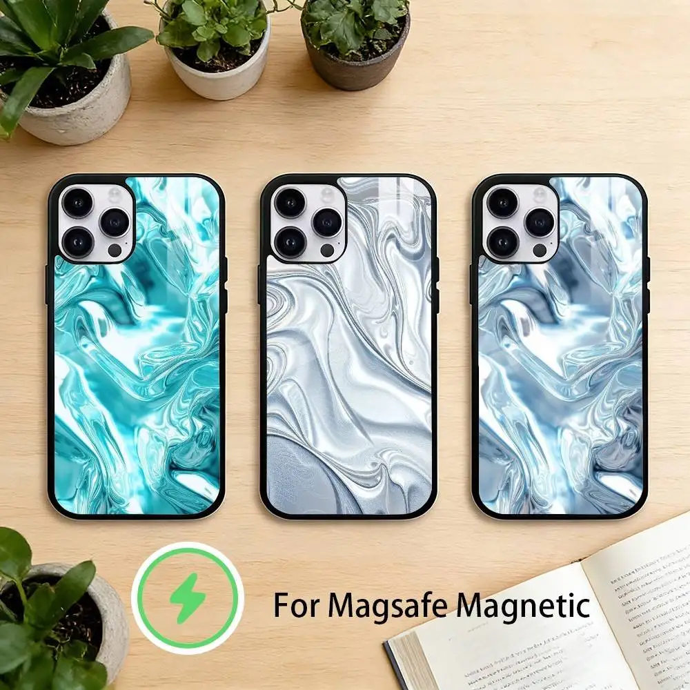 

L-liquid metal Phone Case For iPhone 17/16/15/14/13/12/Plus/Pro/Max for Magnetic Wireless Charging