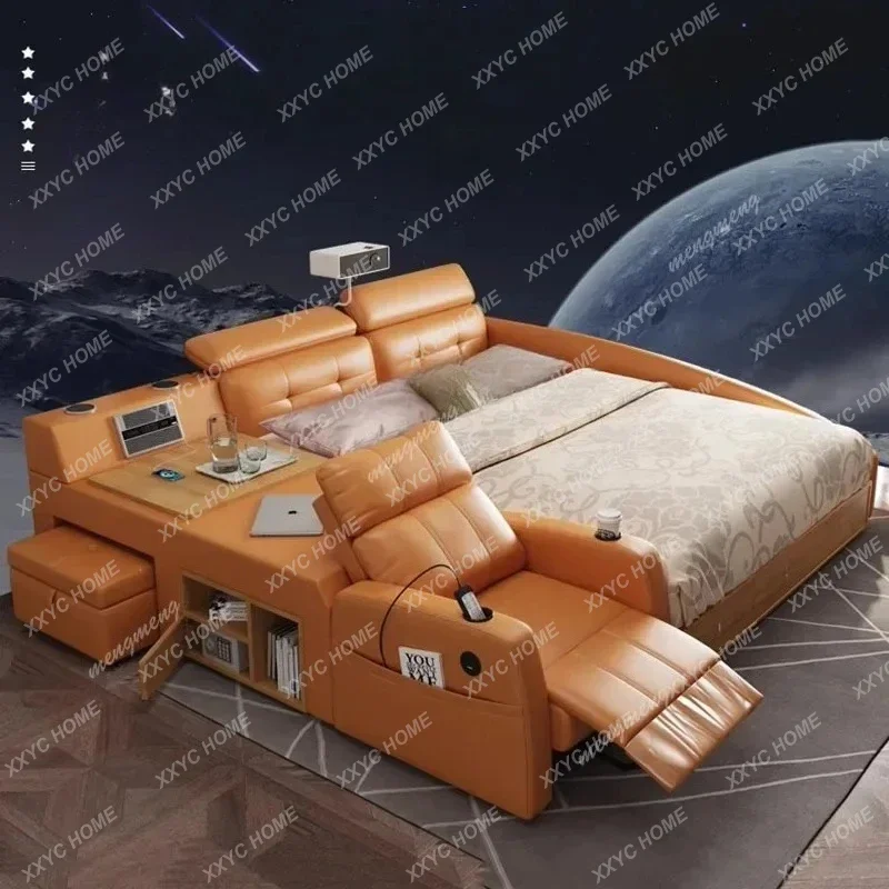 Multifonction Massager Bed Frame Luxury Leather Smart Couch Bed Storage Space Lounge Muebles Para Dormitorio Home Accessories