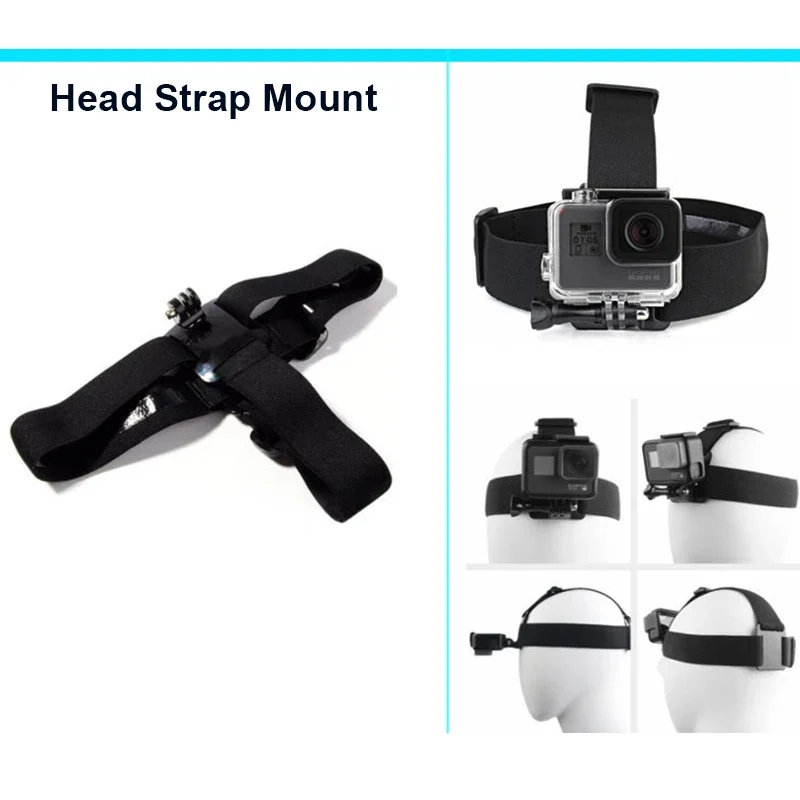 Chest strap head-mounted adapter selfie stick Set For GoPro Hero Black Mount Kit For Yi 4k For Sjcam Action Camera Accessories
