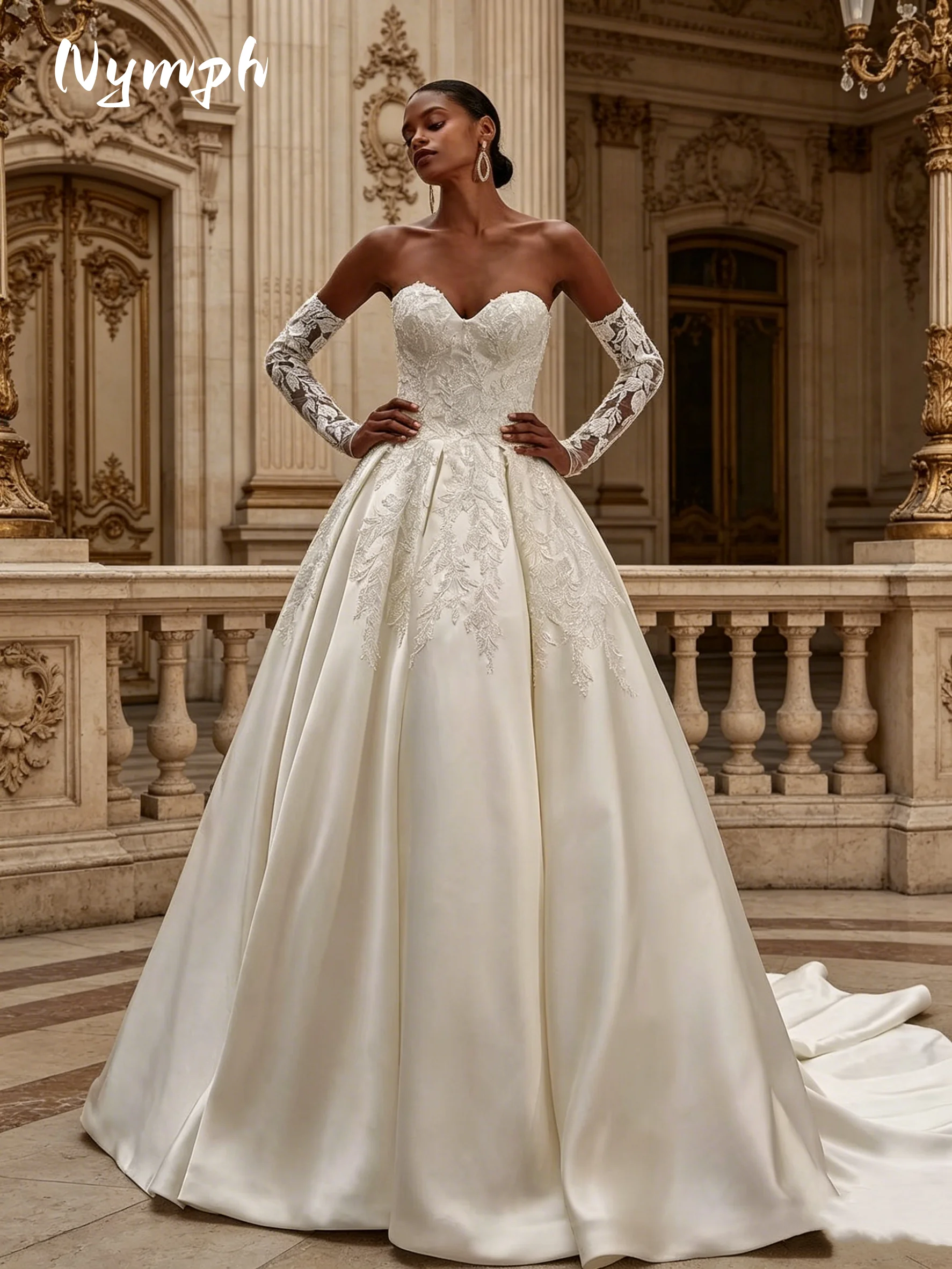Customized Exquisite 2026 New Design Strapless Wedding Dress, Pearl, Corset, Lace Up Back Wedding Party Dress Vestido De Noiva