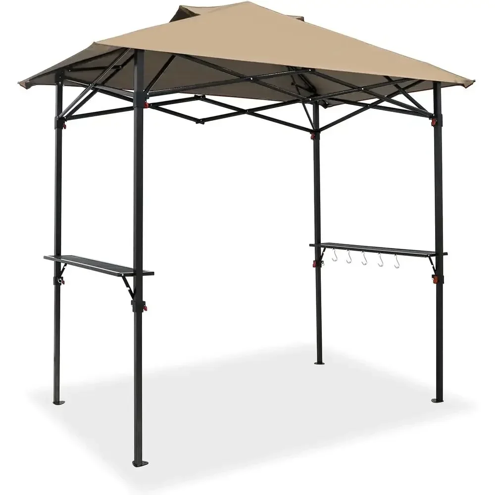 Portable Outdoor BBQ Gazebo with Side Shelves and Carry Bag, Beige
