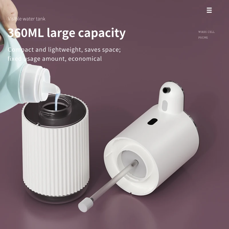 360ML Digital Display Touchless 6-Levels Adjustable Foam/Gels Modes Rechargeable Electric Automatic Smart Sensor Soap Dispenser