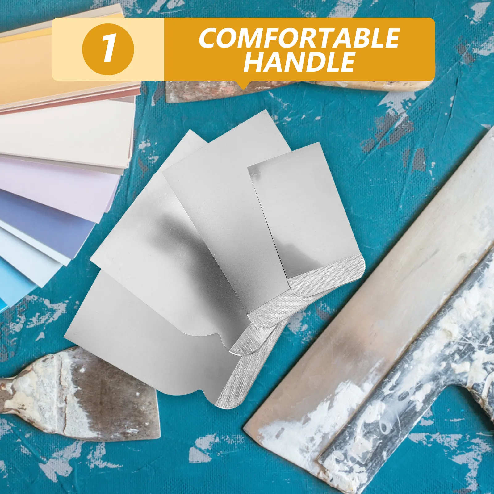 

Набор из 4 шпателей-скребков из нержавеющей стали для нанесения шпатлевки, ремонта стен, снятия обоев, нанесения цемента