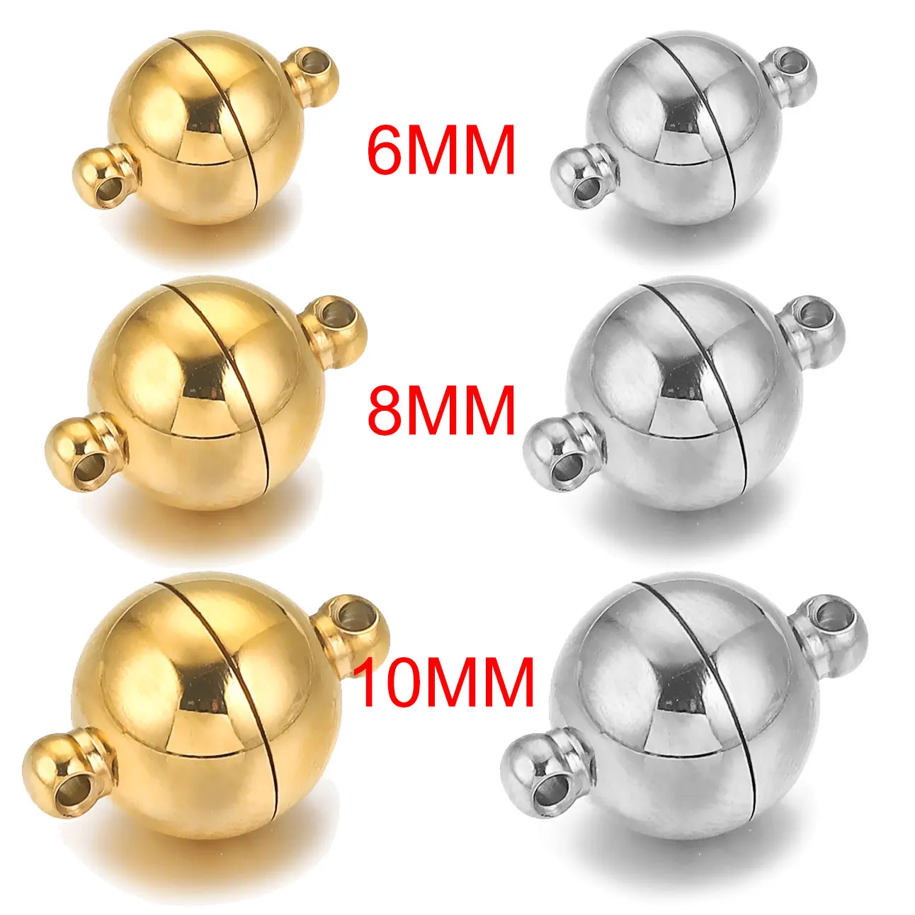 2sets Magnetic Stainless Steel Ball Cylinder Shape Clasp Connector for Bracelet Necklace Jewelry Making DIY Gold End Converter